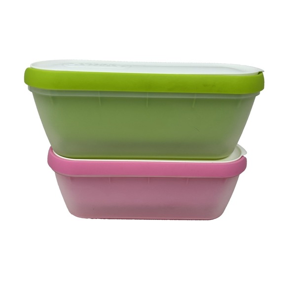 SUMO Homemade Ice Cream Containers (1.5 Qt Each) Green & White Pink 2 Containers - Picture 2 of 7